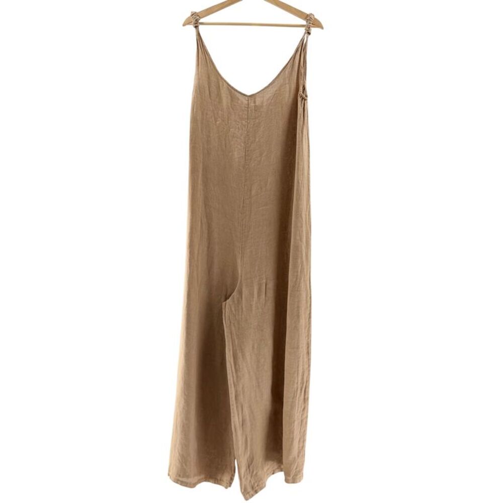Beachwood The Label Women Maternity Linen Jumpsuit Tan M